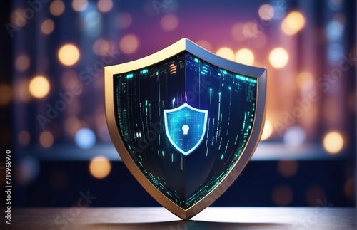 shield cyber security, data protection concept