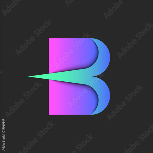Free Download Letter B logo creative identity car emblem, speed moving shape vibrant gradient typography design mockup, direction movement geometric shape. - GFXLoad