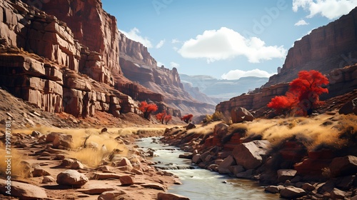 A breathtaking ruby red canyon with steep cliffs © Adobe