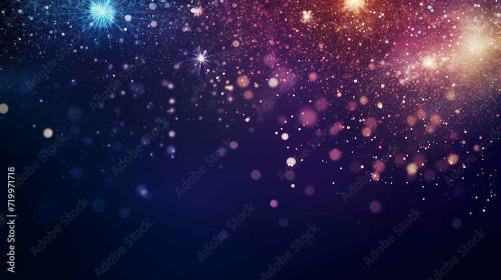 Happy New Year, burning fireworks with bokeh light background