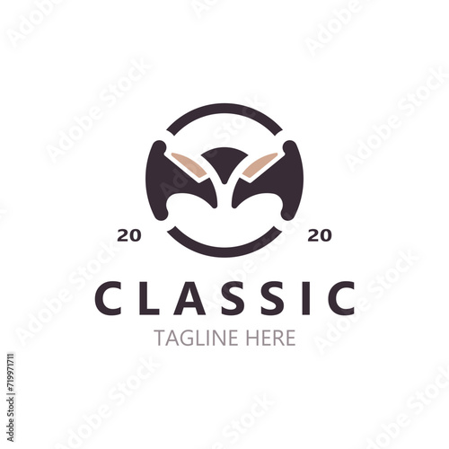 Steering wheel logo automotive car design garage auto repair workshop illustration