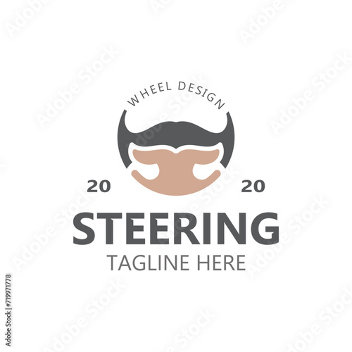 Steering wheel logo automotive car design garage auto repair workshop illustration