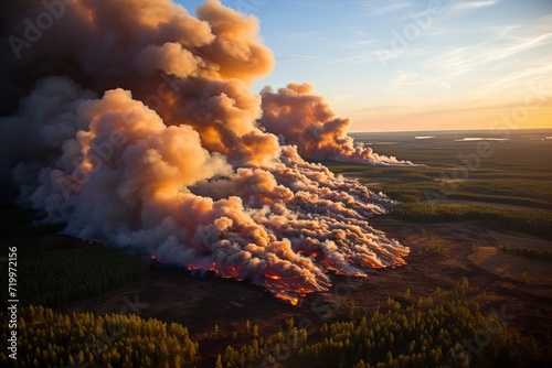 large-scale forest fire, view from a quadcopter