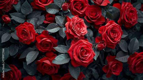 Beautiful Red roses, valentines day concept.  generative ai
