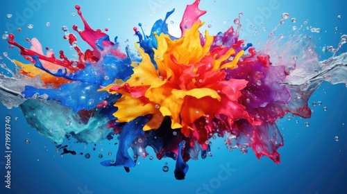 High-speed shot of a colorful splash in a pool, resembling an explosion of happiness © VisionCraft