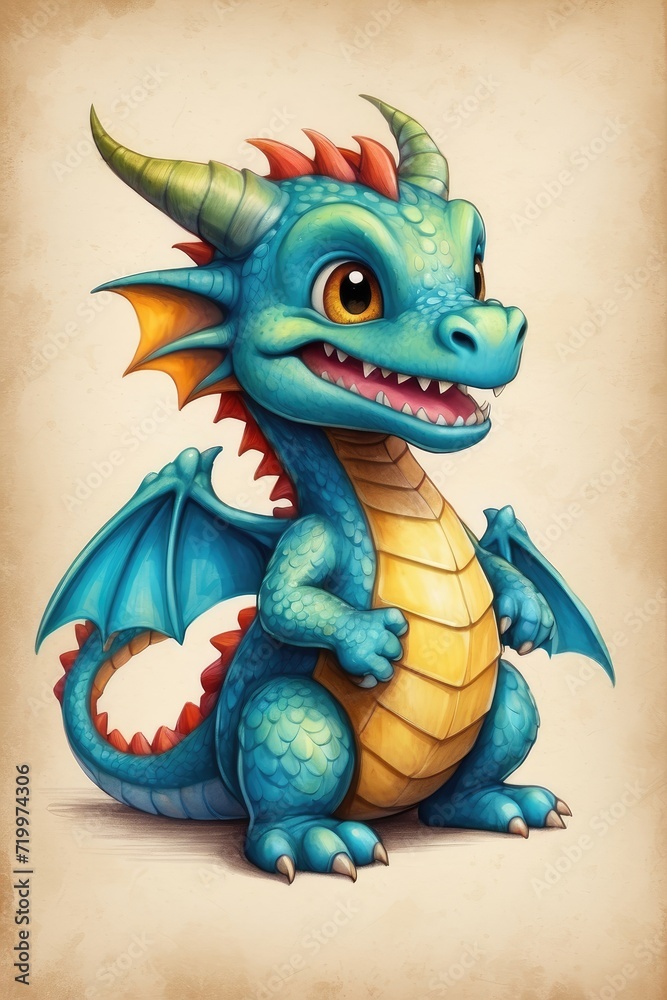 Fototapeta premium The cutest dragon character high definition
