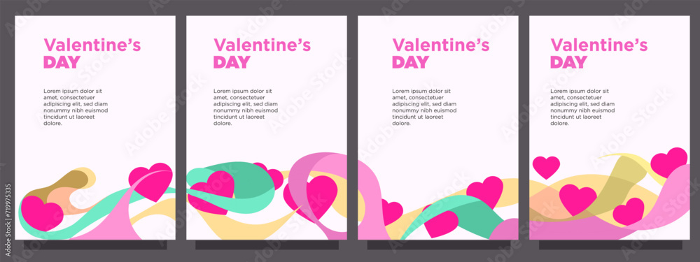 set of heart love for valentines day template in abstract syle. print or banner vector illustration template