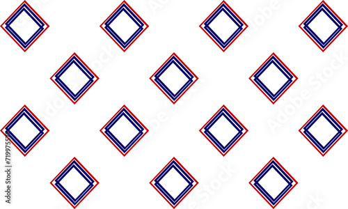 Seamless geometric pattern in colors of the national flag red blue white, diamond block, with squares block arrange as wall design for fabric print, wallpaper, background