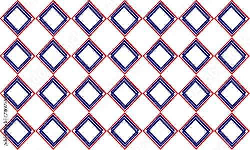 Seamless geometric pattern in colors of the national flag red blue white, diamond block, with squares block arrange as wall design for fabric print, wallpaper, background
