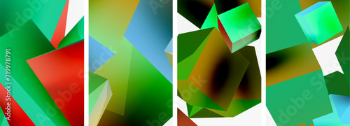 Flying 3d shapes, cubes and other geometric elements background design for wallpaper, business card, cover, poster, banner, brochure, header, website