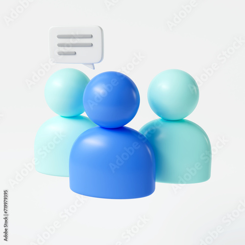 An icon of people talking with a white background. 3D icon