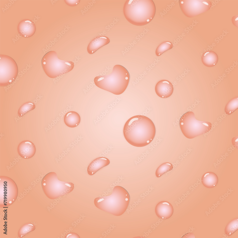 fruit juice background with drops strawberry juice seamless pattern