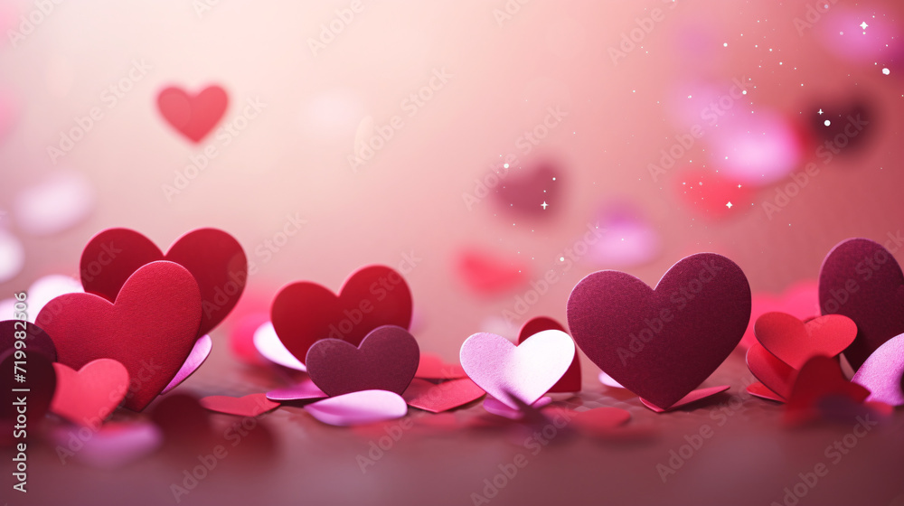 Valentine theme background with red and pink hearts