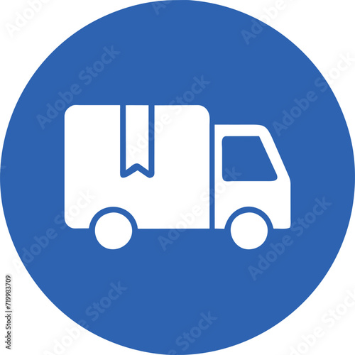 design a blue delivery truck icon, representing reliable and efficient package delivery, icon