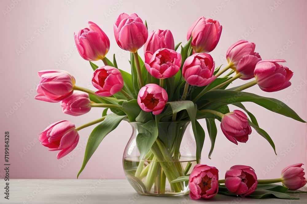 Solitary Pink Tulip Vase in Soft Focus, Radiating Tranquility and Floral Beauty