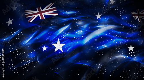 Australia flag of silk and world map-3D illustration