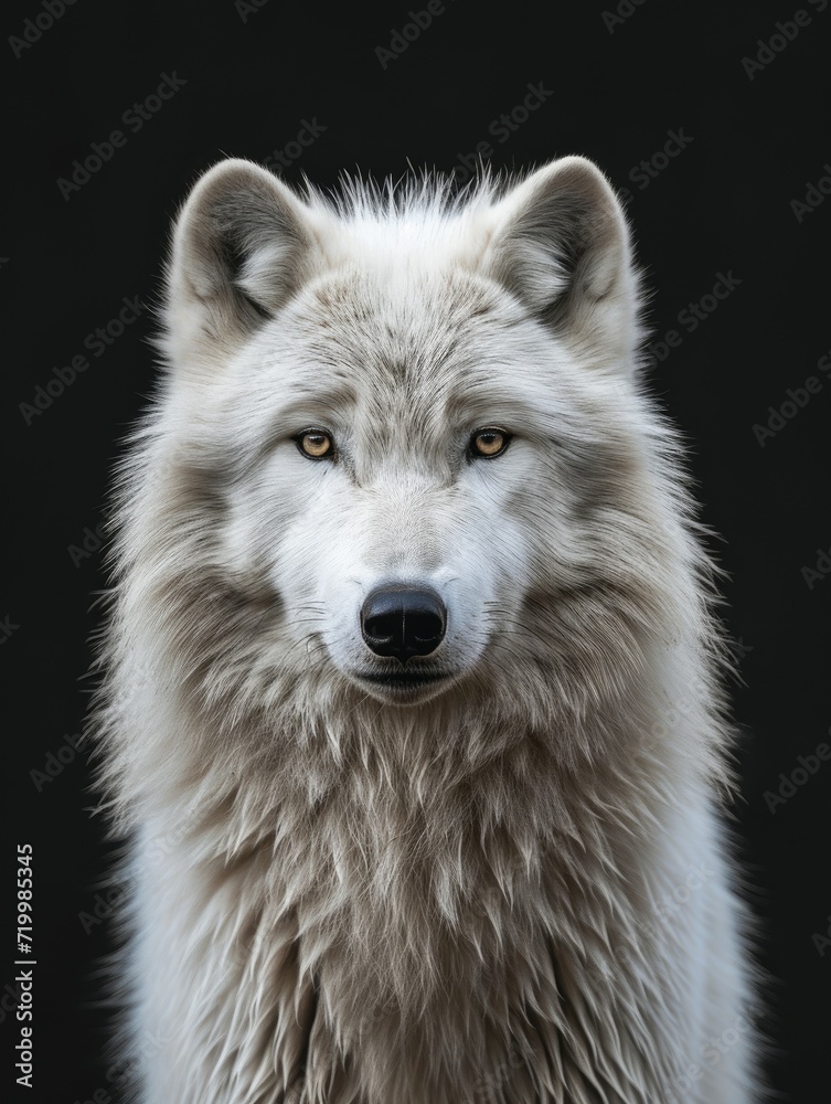 Obraz premium Arctic wolf on black background