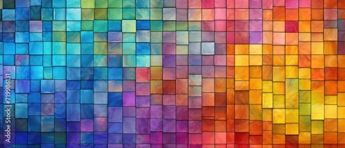 Abstract, colorful grunge mosaic of square ceramic tiles, mirrored for textured wall backgrounds, Ai Generated © Crazy Juke