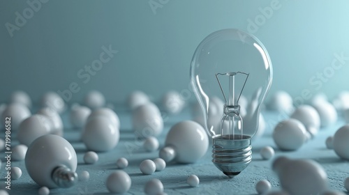 A light bulb brimming with ideas, encapsulating the essence of minimal creative idea concept, Ai Generated