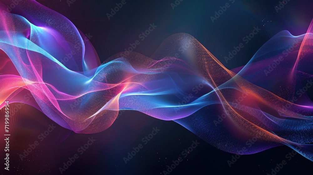Ethereal Elegance translucent glass ribbon on a dark abstract background, Ai Generated.