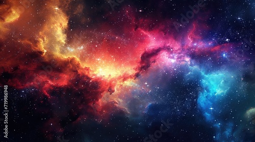 Colorful space galaxy cloud nebula, Ai Generated.