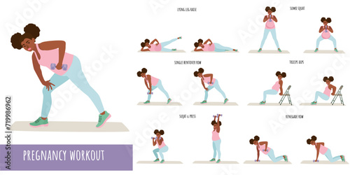 Young pregnant woman fitness workout set