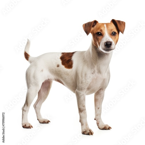 A dog in full view, distinct and vivid against a white backdrop, Ai Generated © Crazy Juke