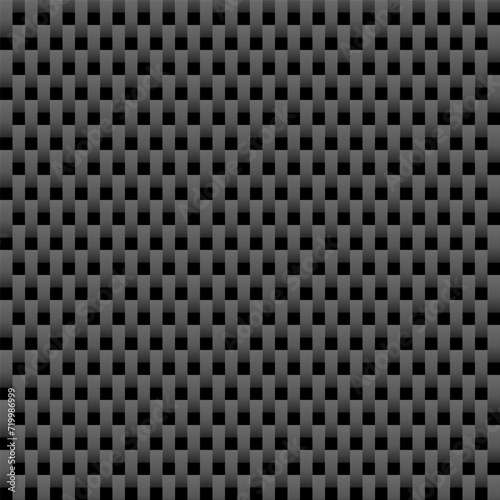 Black vertical carbon fiber seamless texture pattern vector illustration. Textile fabric, car tuning or cloth macro seamless kevlar crisscross texture background.