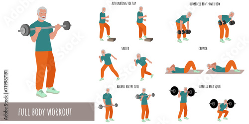 Senior man doing full body workout