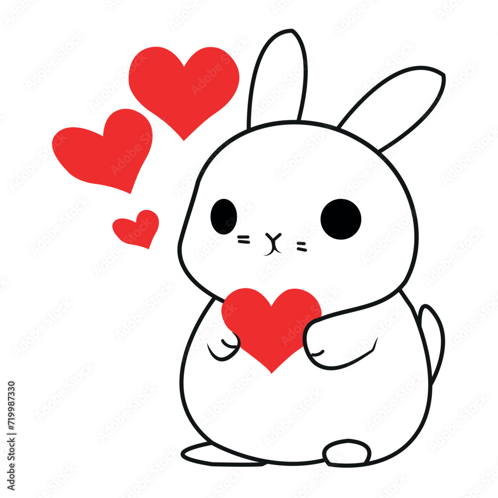 cute valentine bunny with red hearts cute valentine bunny with red hearts