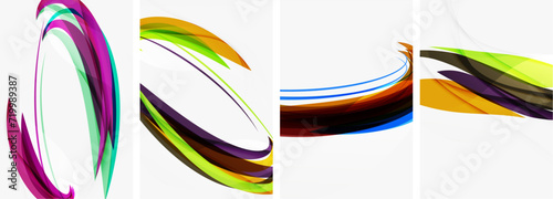Colorful wave lines poster set for wallpaper, business card, cover, poster, banner, brochure, header, website