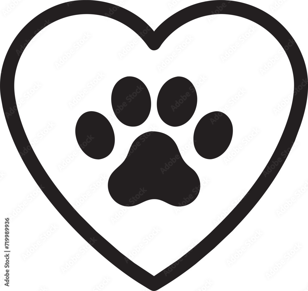 paw with heart, icon
