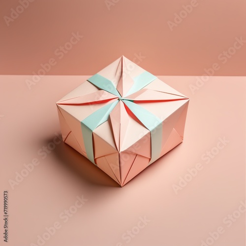A Symmetrical Paper Art Gift box on Pink