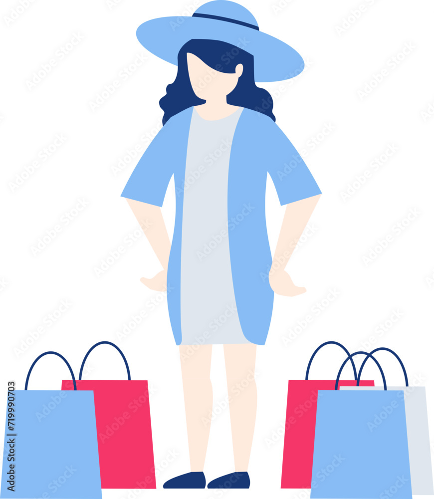Fashionable Woman With Shopping Bags