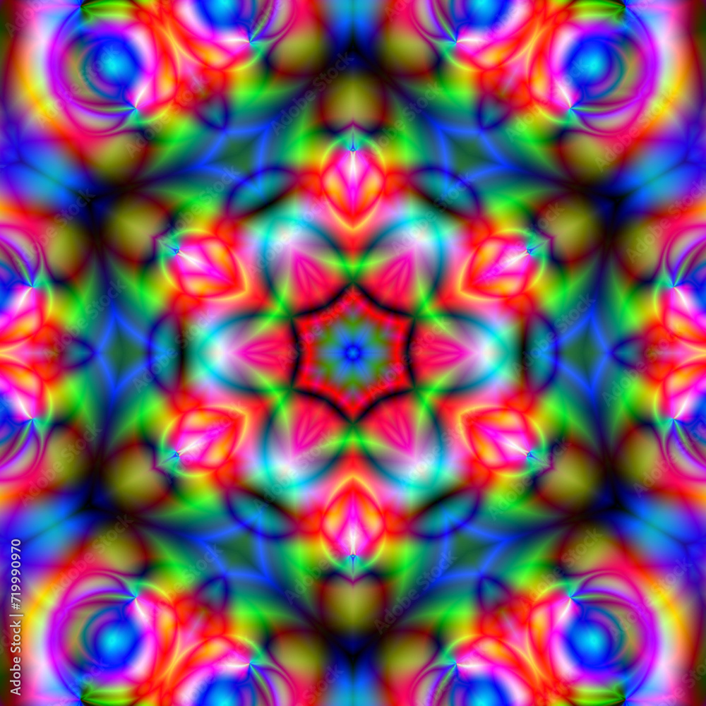 Naklejka premium Graphic mandala with repeating elements, kaleidoscope background. Poster design template.