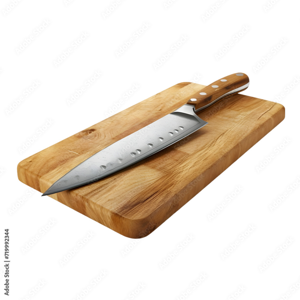 Chef Knife and Cutting Board on transparent background PNG image