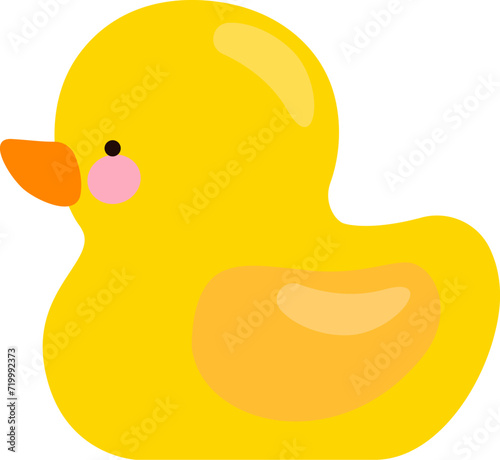 yellow rubber duck cartoon illustration on transparent background