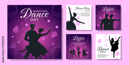Dance Day Social Media Post Flat Cartoon Hand Drawn Templates Background Illustration