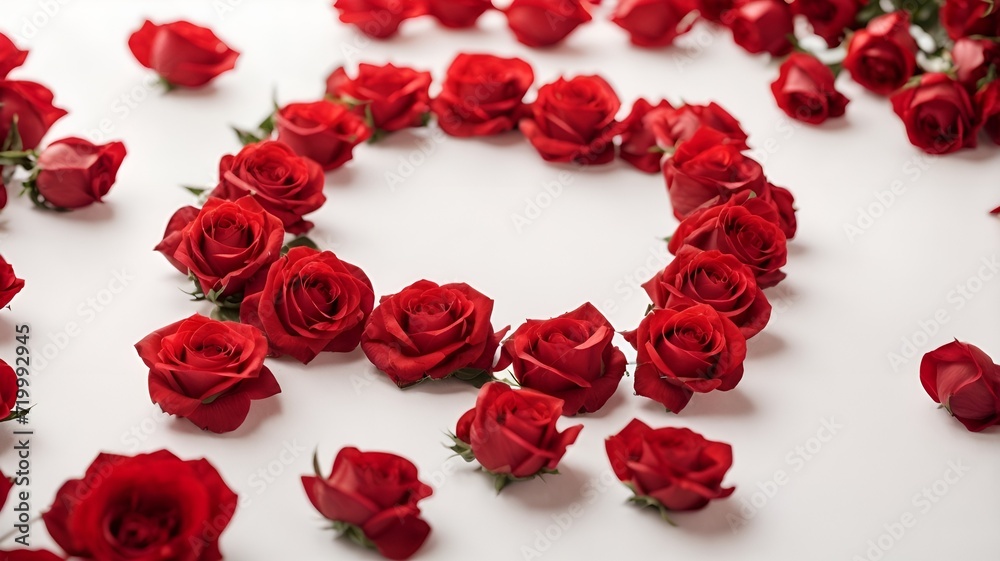 Valentines Day Heart Made of Red Roses Isolated on White Background. Generative AI Valentines Day Heart Made of Red Roses Isolated on White Background. Generative AI