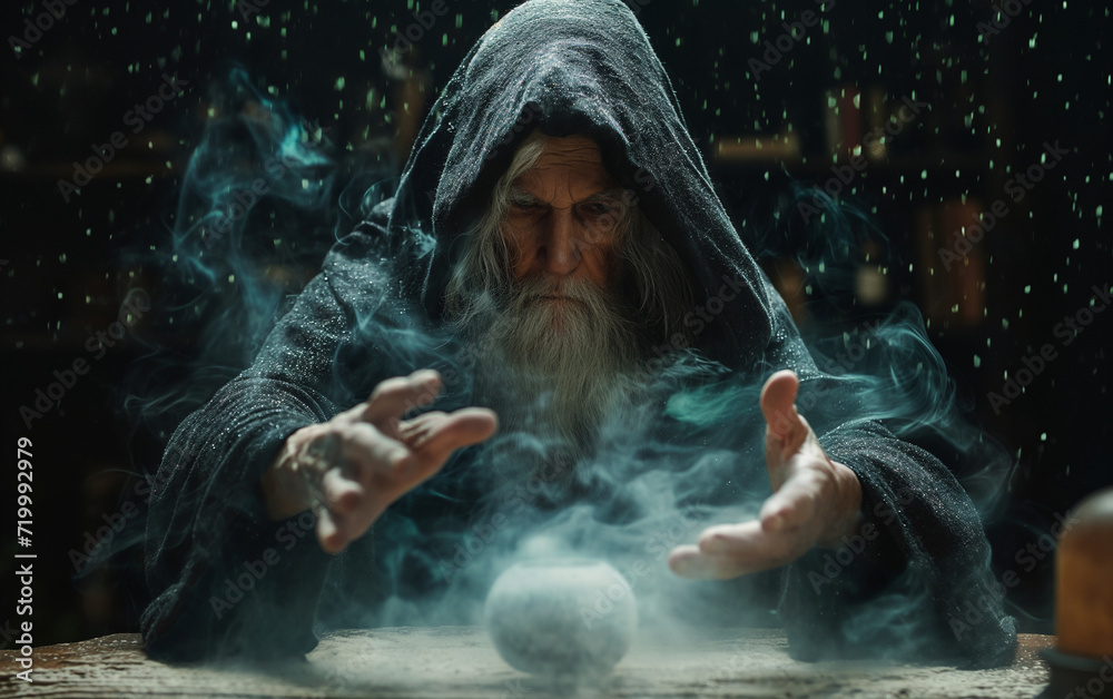 Wizard creating spells. Generative AI