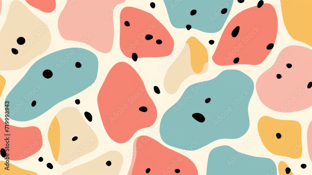 pattern with pastel background in the style of a 1970's handdrawn illustration pattern with pastel background in the style of a 1970's handdrawn illustration
