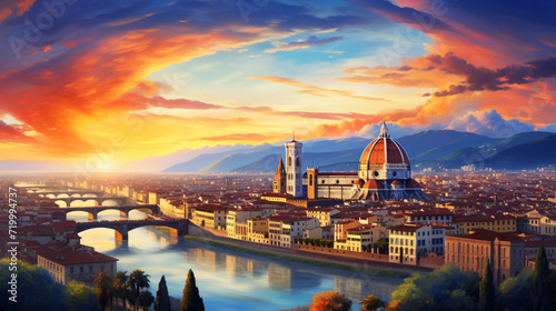 Florence sunset city skyline © Rimsha