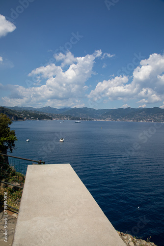 bay of the Ligurian Mediterranean sea at portofino coast in Italy