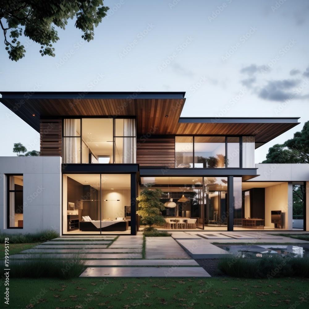 Modern Luxury Home at Dusk Modern Luxury Home at Dusk