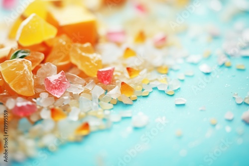 crystallized sugar bordering a shiny surface