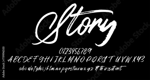 Story Brush script handwritten font Best Alphabet Alphabet Brush Script Logotype Font lettering handwritten