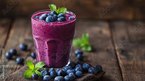 Glass of blueberry smoothie