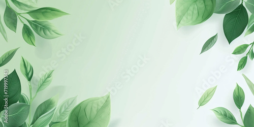 Lush Green Foliage on Light Background with Copy Space