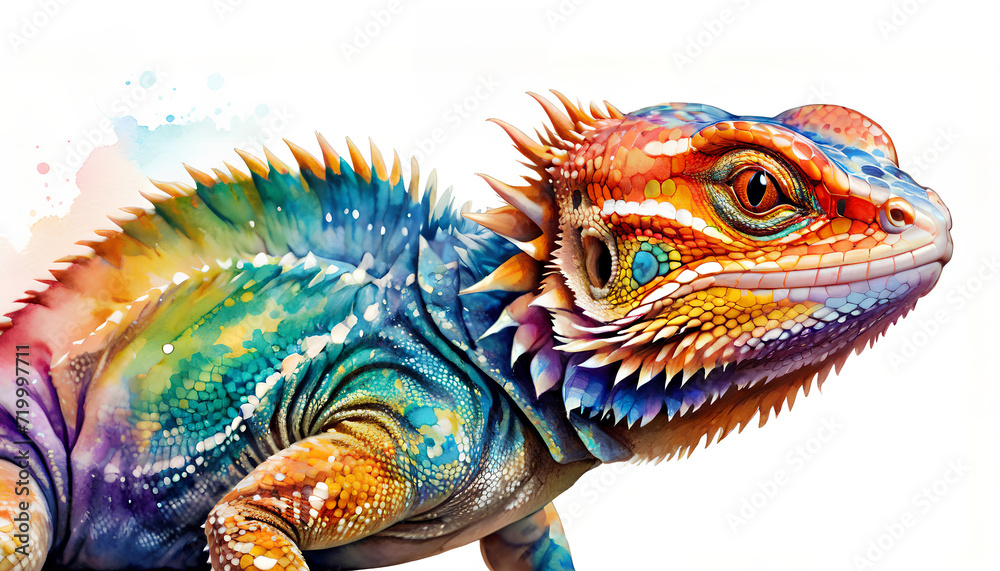 Obraz premium colorful watercolor bearded dragon