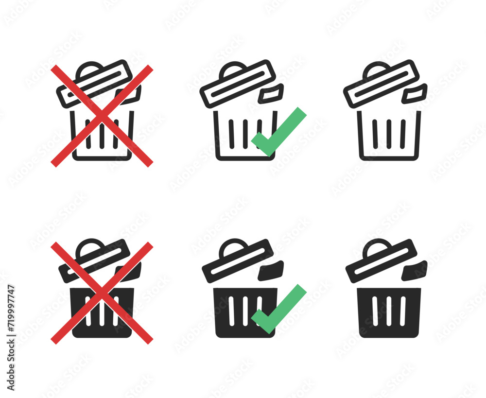 No trash disposal product label sticker simple pictogram vector, dont